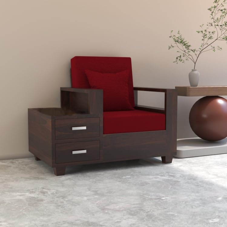 Bhagwati Art Sheesham Wood 1 Seater Sofa with Drawer Storage – view 26