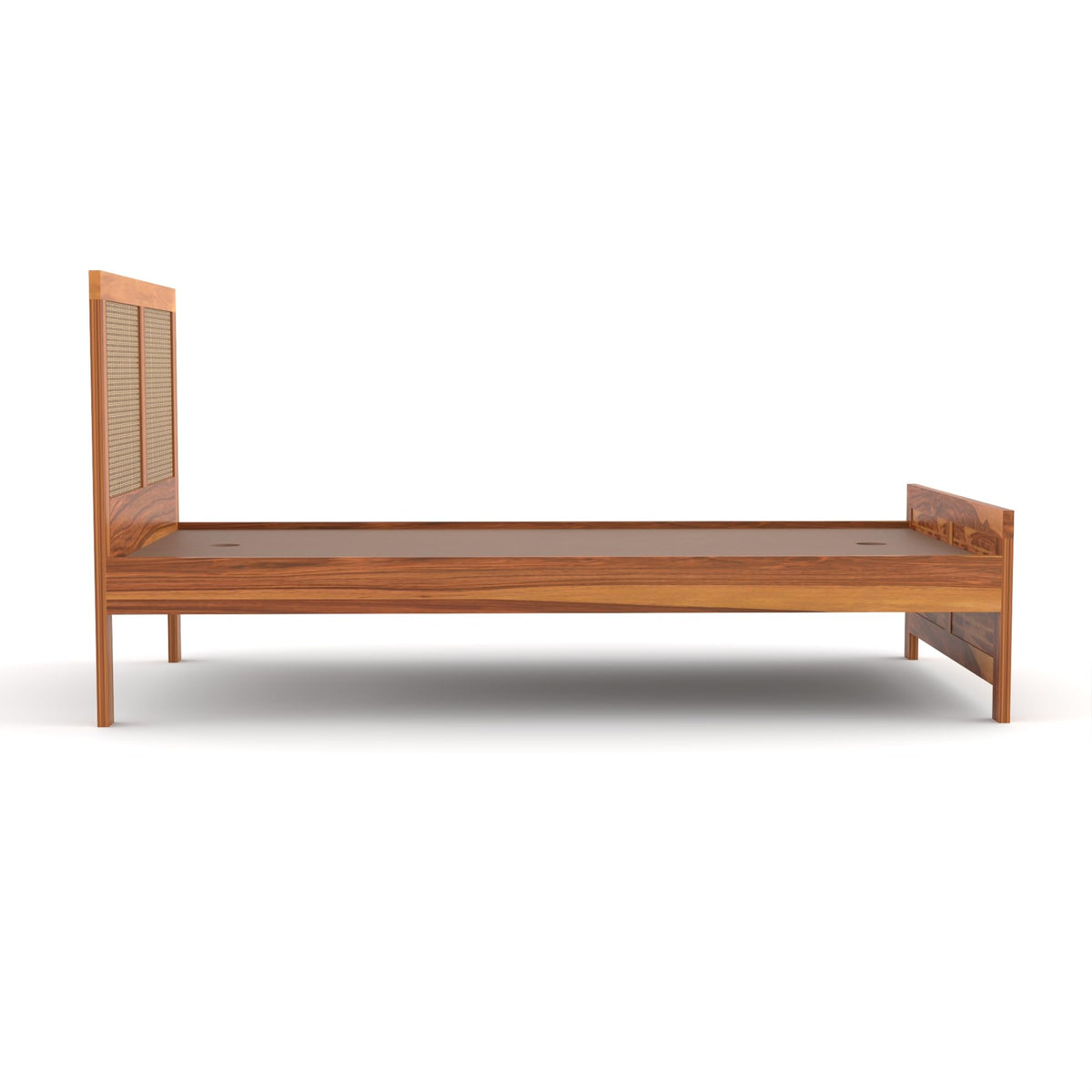 Bhagwati Art Sheesham Single Bed without Storage – 4 Jali Rattan Cane – view 5
