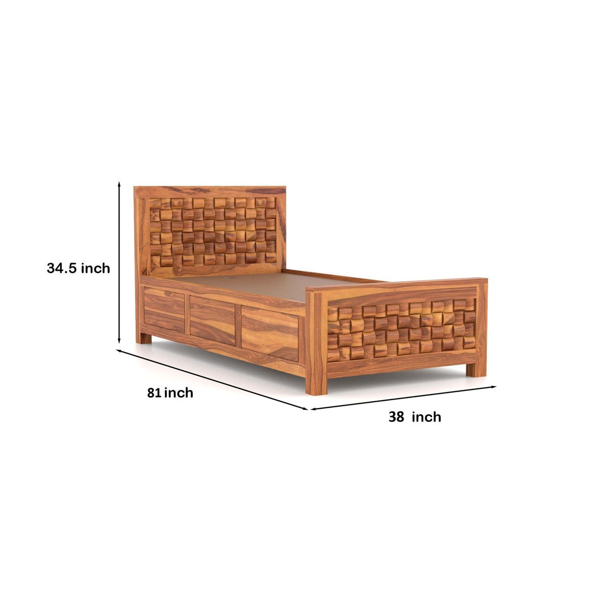 Bhagwati Art Sheesham Wood Single Bed with Box Storage – Niwar Design – view 2