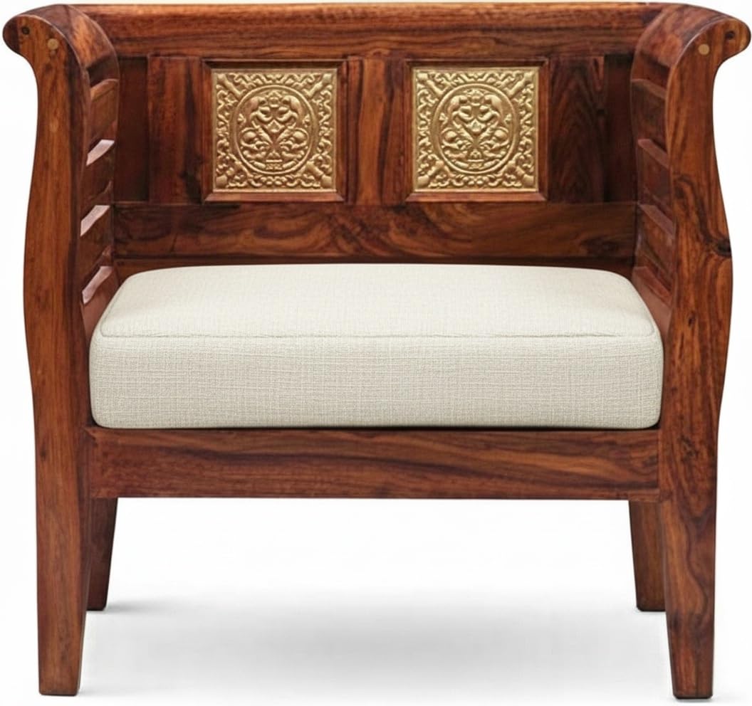 Bhagwati Art Sheesham Wood Thapa Sofa Chair with Cushion – view 13