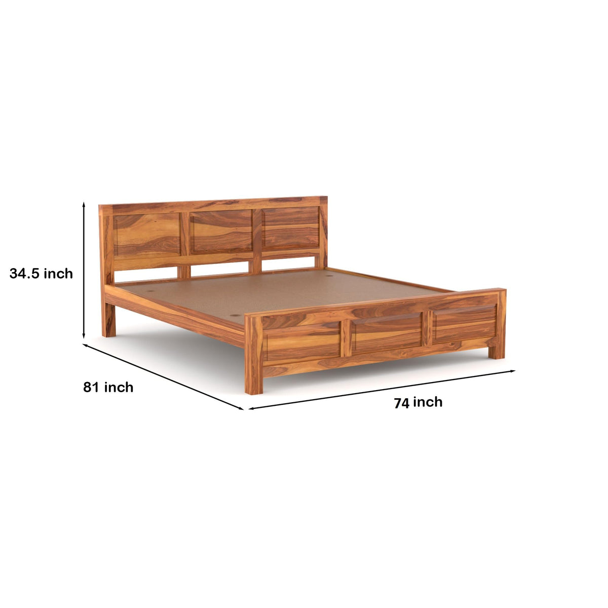Bhagwati Art Sheesham Wood Bed without Storage – 3 Dalla Design – view 2