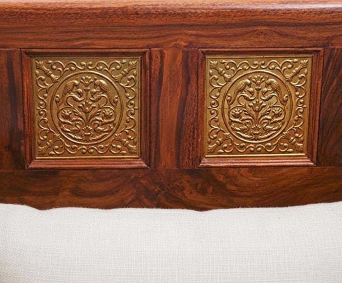 Bhagwati Art Sheesham Wood Thapa Sofa Chair with Cushion – view 14