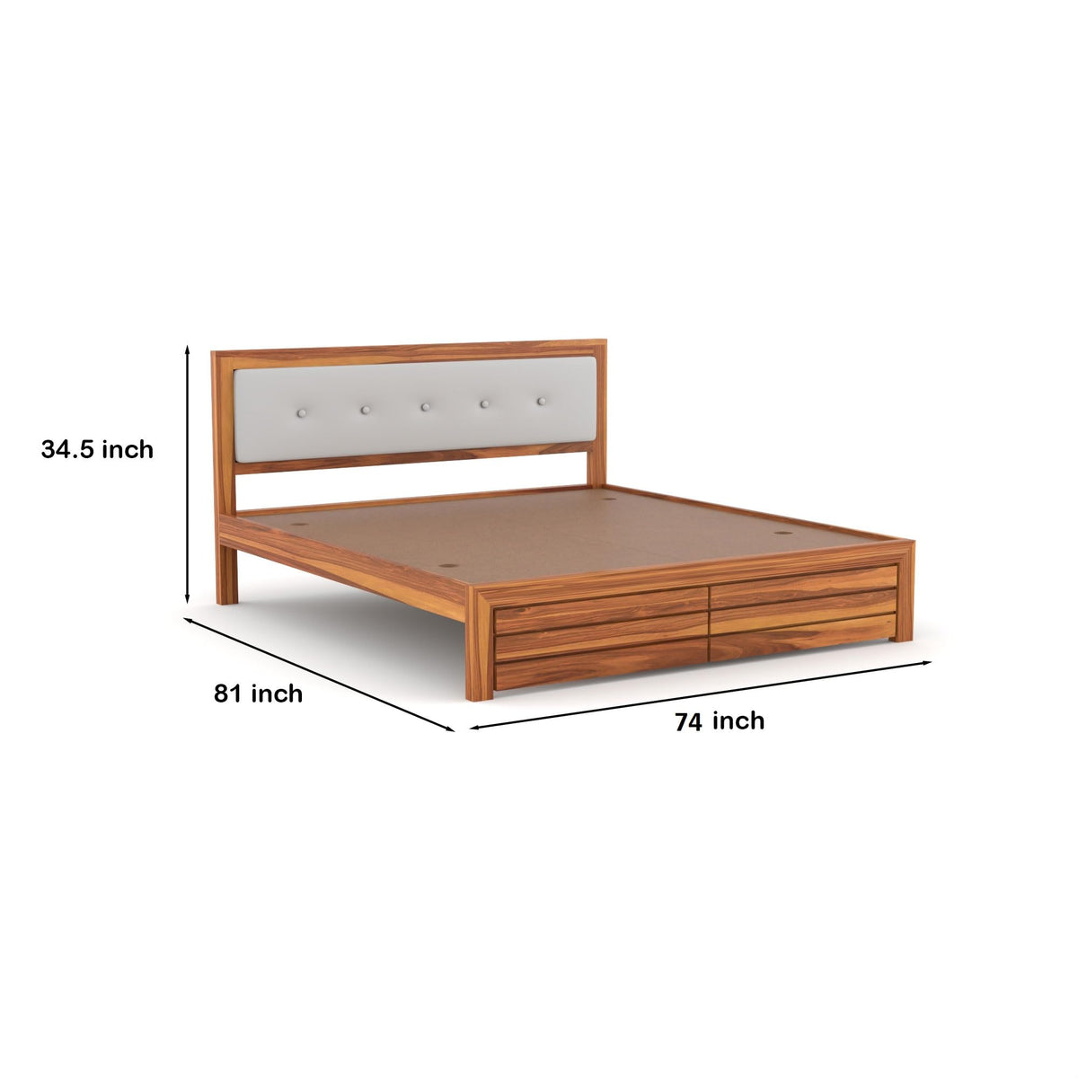 Bhagwati Art Sheesham Wood Bed without Storage – Upholstered Button – view 2