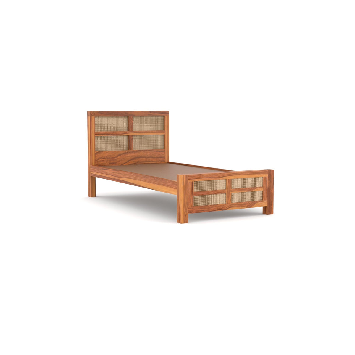 Bhagwati Art Sheesham Single Bed without Storage – 8 Jali Rattan Cane – view 4