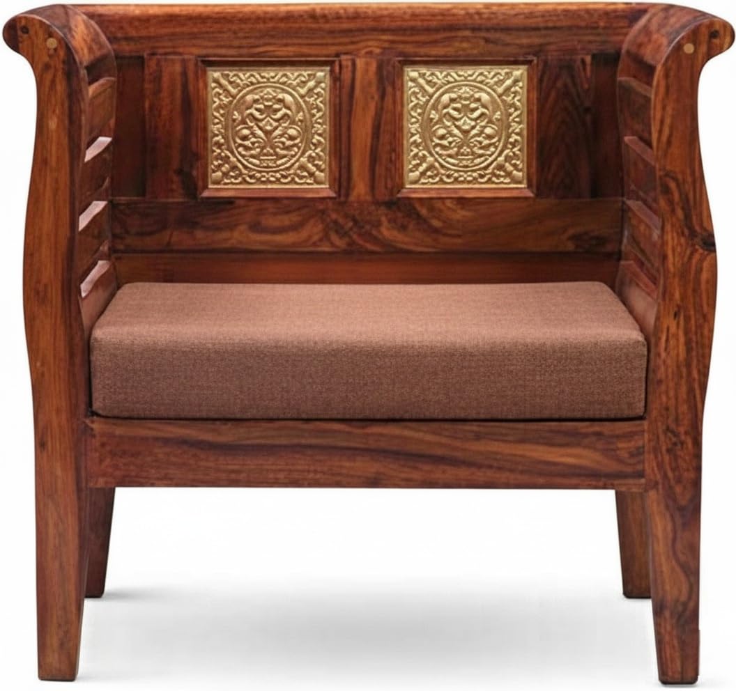 Bhagwati Art Sheesham Wood Thapa Sofa Chair with Cushion – view 3