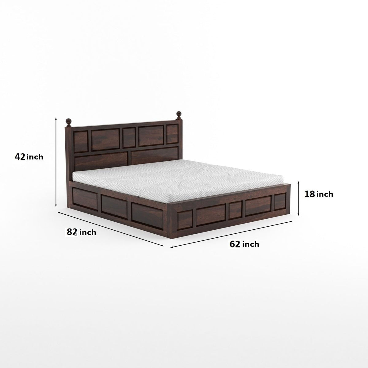 Bhagwati Art Sheesham Wood Bed with Box Storage – Lattu Design – view 18