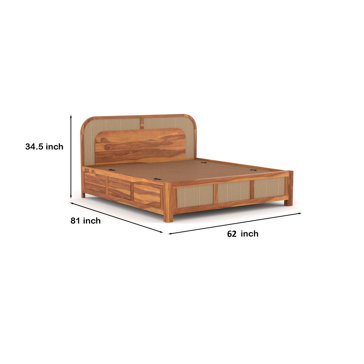 Bhagwati Art Sheesham Wood Bed with Box Storage – 5 Jali Rattan Cane – view 10
