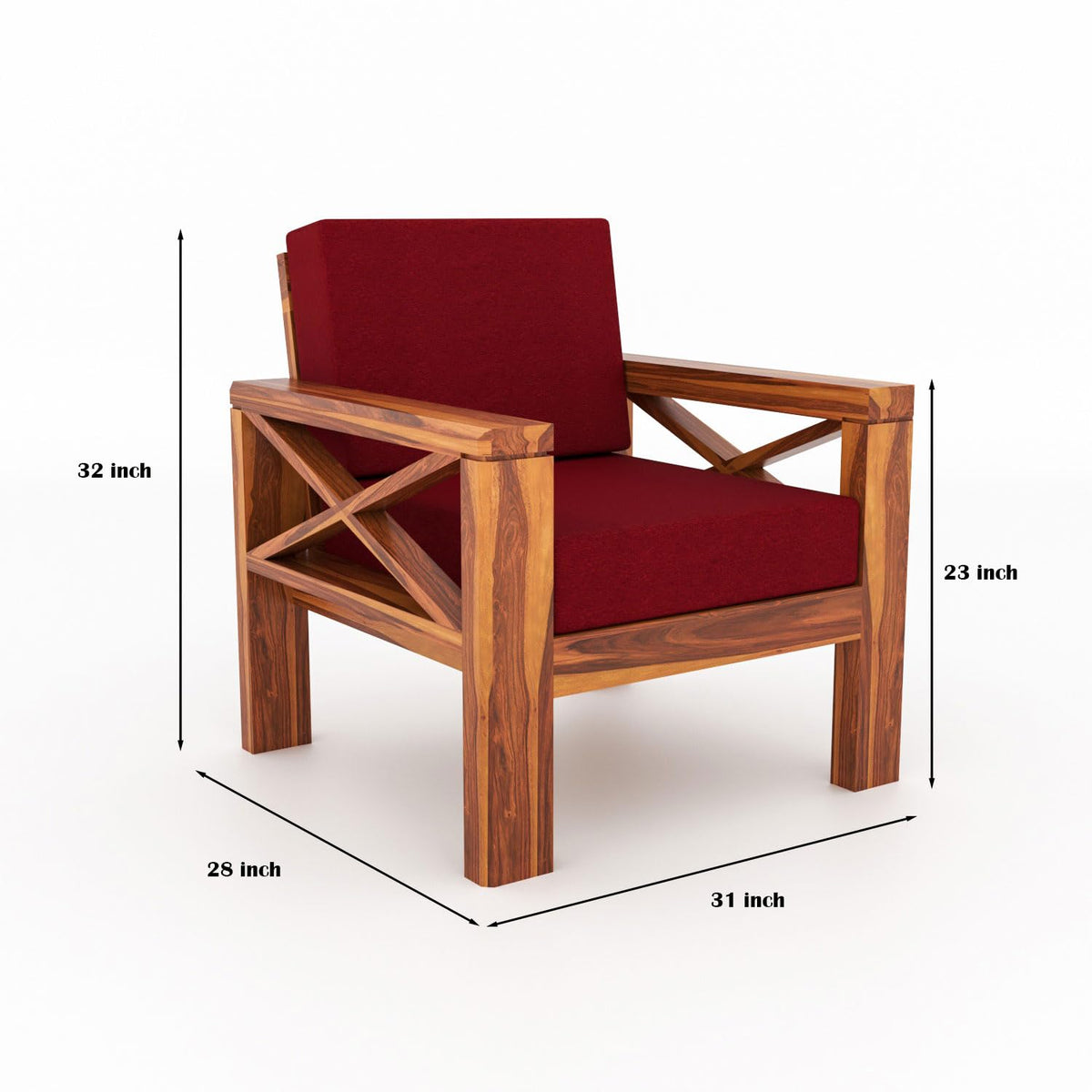 Bhagwati Art Sheesham Wood 6 Seater Sofa Set with X Design Armrests – view 38