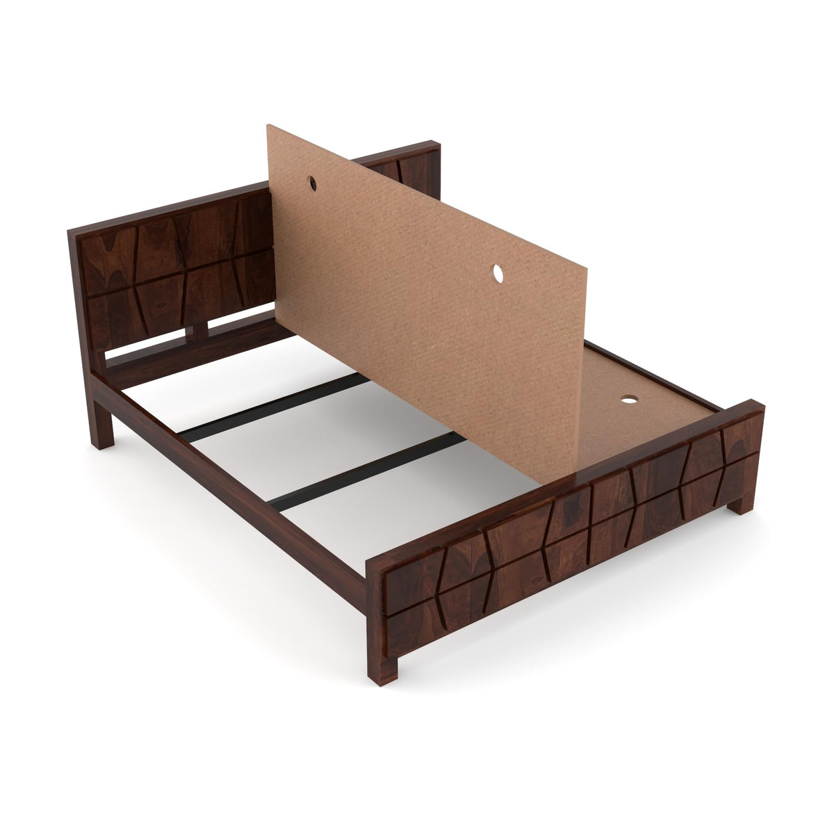 Bhagwati Art Sheesham Wood Bed without Storage – Zigzag Design – view 12