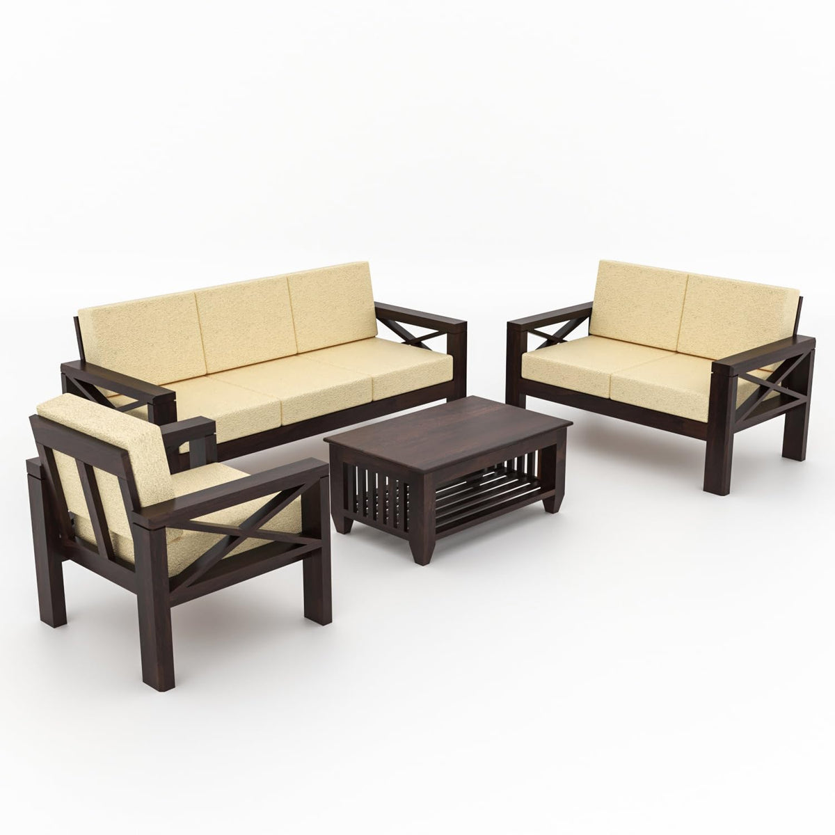 Bhagwati Art Sheesham Wood 6 Seater Sofa Set with X Design Armrests – view 15