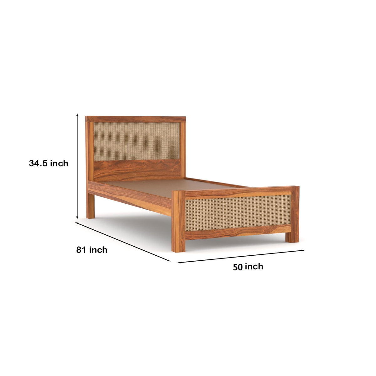 Bhagwati Art Sheesham Single Bed without Storage – 2 Jali Rattan Cane – view 9
