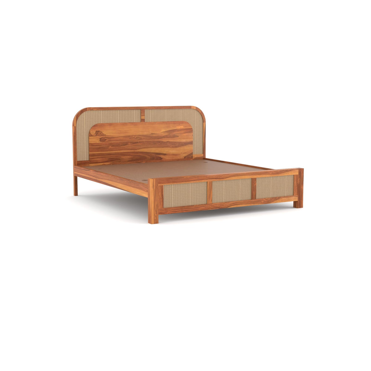 Bhagwati Art Sheesham Wood Bed without Storage – 5 Jali Rattan Cane – view 5