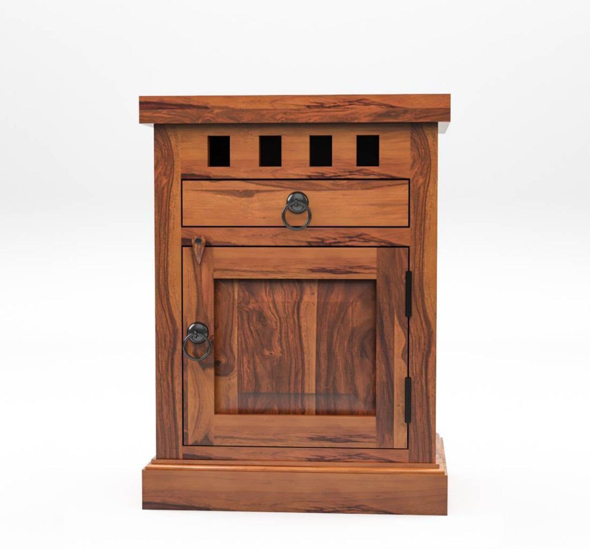 Bhagwati Art Sheesham Wood Bedside Table with Drawer – Kuber Design – view 3