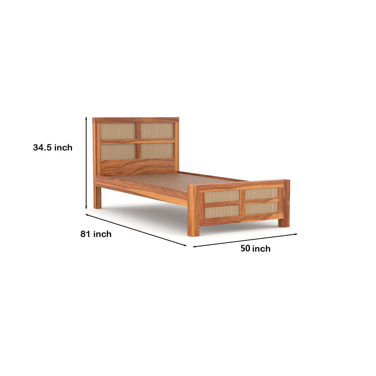 Bhagwati Art Sheesham Single Bed without Storage – 8 Jali Rattan Cane – view 10