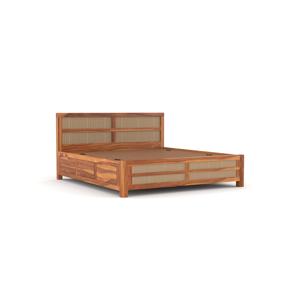 Bhagwati Art Sheesham Wood Bed with Box Storage – 8 Jali Rattan Cane – view 5
