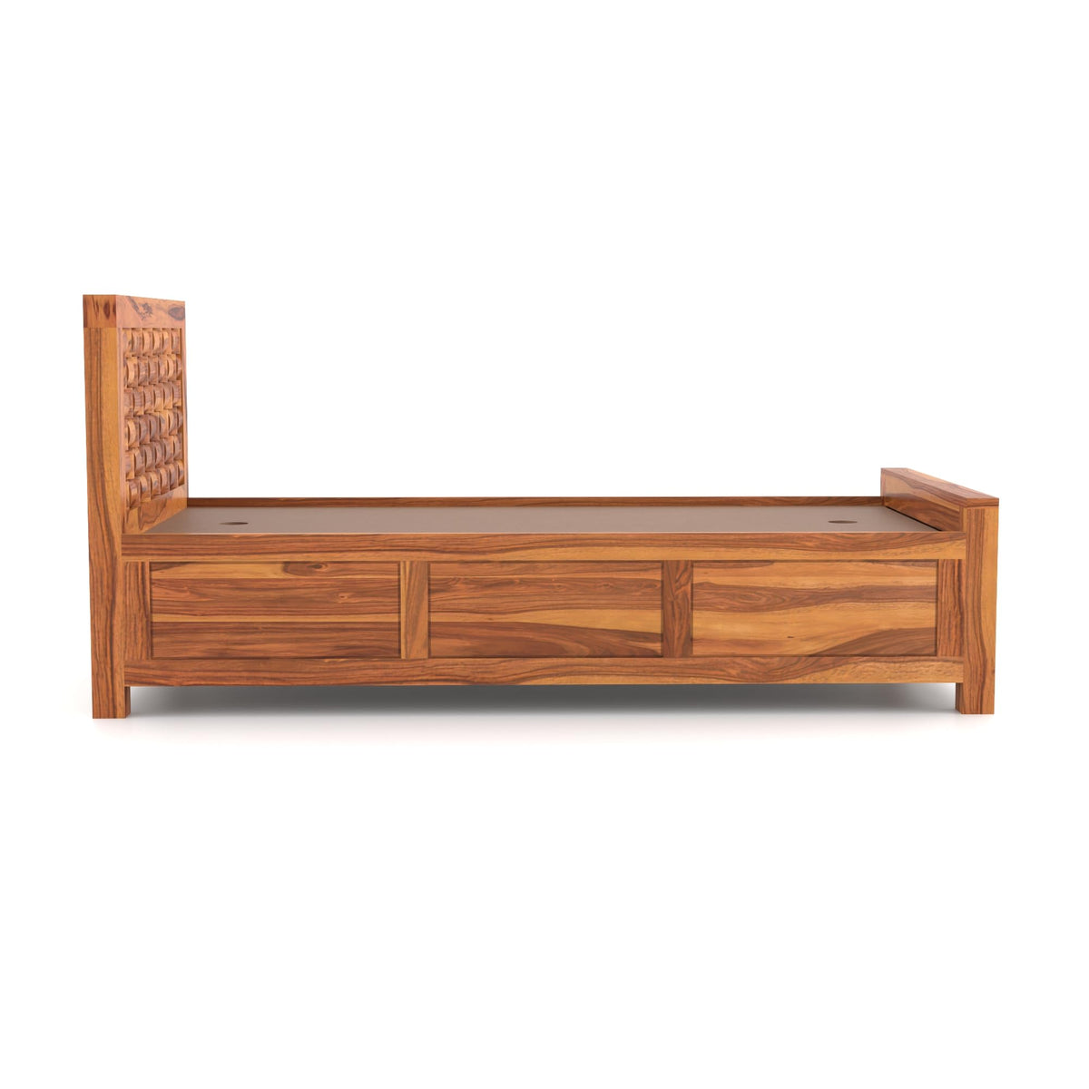 Bhagwati Art Sheesham Wood Single Bed with Box Storage – Niwar Design – view 7