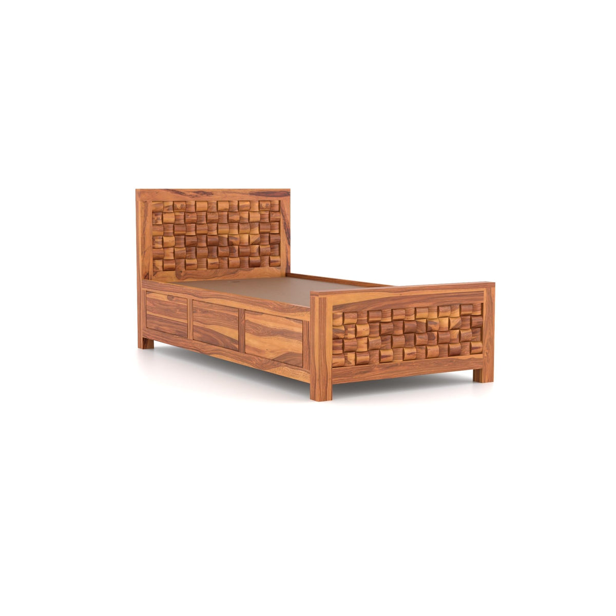 Bhagwati Art Sheesham Wood Single Bed with Box Storage – Niwar Design – view 5