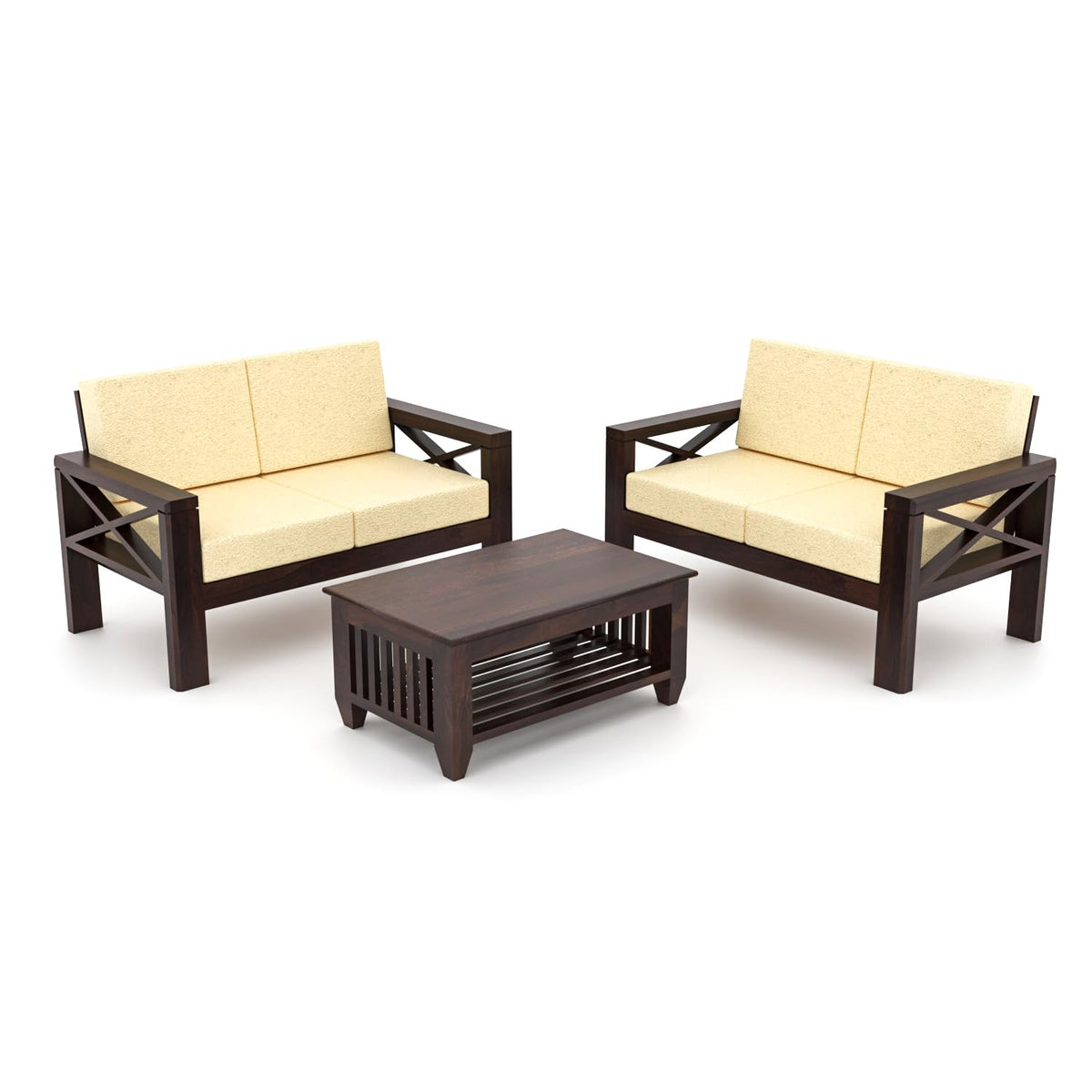 Bhagwati Art Sheesham Wood 4 Seater Sofa with X Design Armrests – view 5