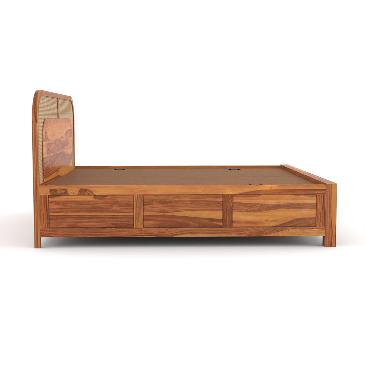 Bhagwati Art Sheesham Wood Bed with Box Storage – 5 Jali Rattan Cane – view 4