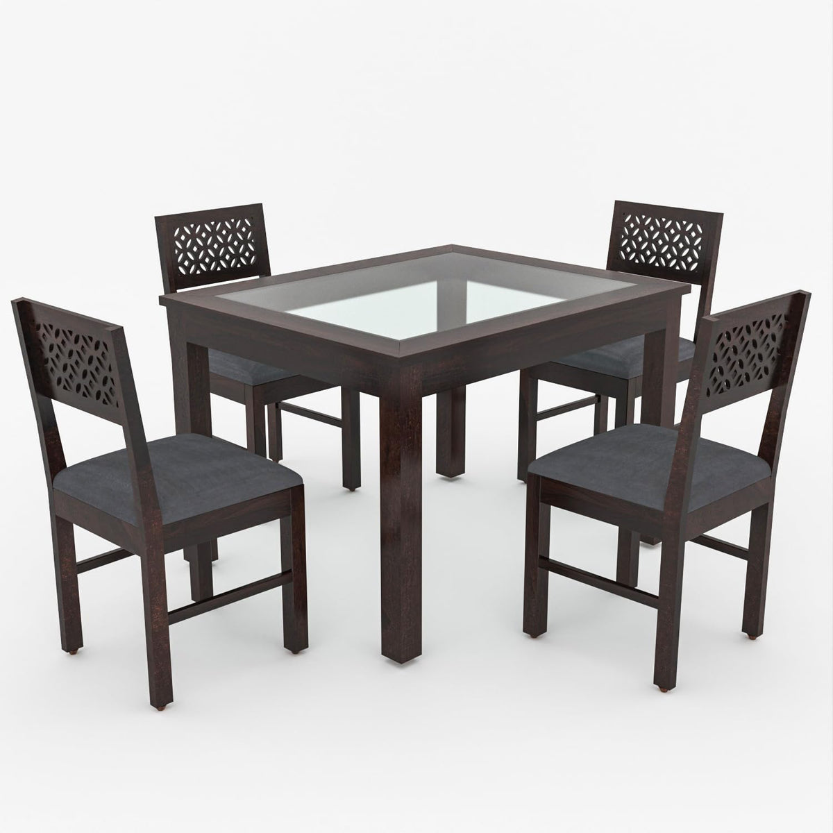 Bhagwati Art Sheesham Wood Dining Set with Glass Top – Plain Design – view 12