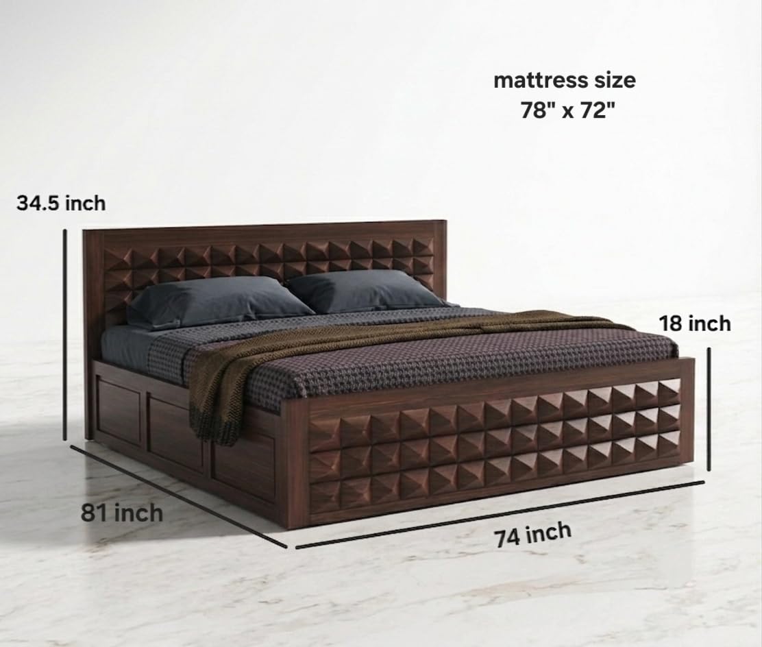 Bhagwati Art Sheesham Wood Bed with Box Storage – Diamond Design – view 10