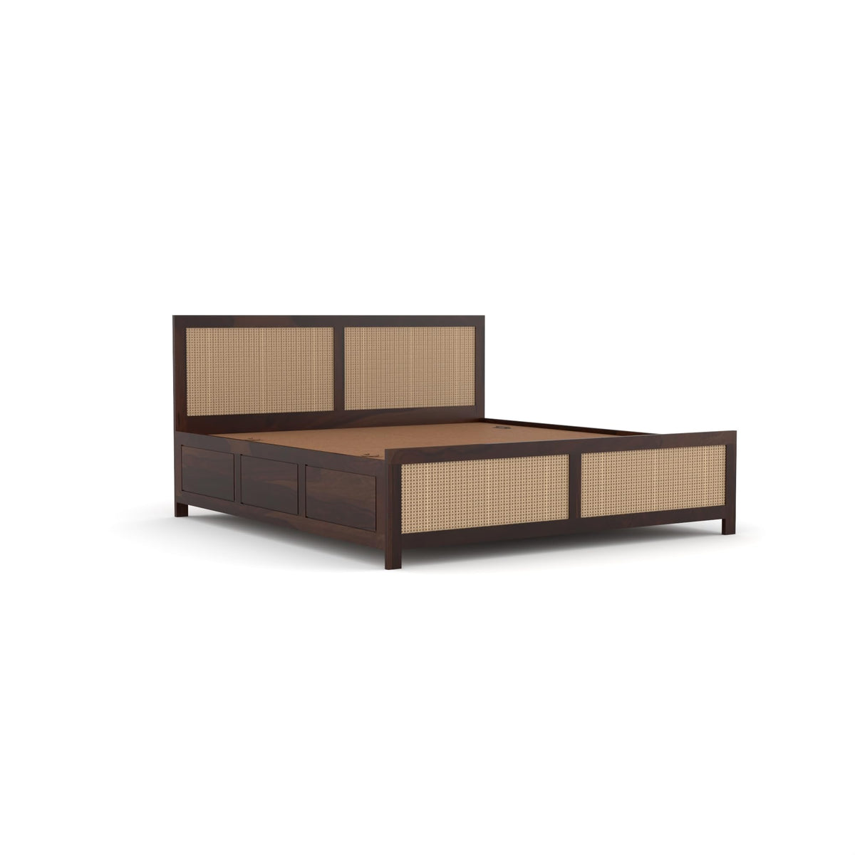 Bhagwati Art Sheesham Wood Bed with Box Storage – 4 Jali Rattan Cane – view 14