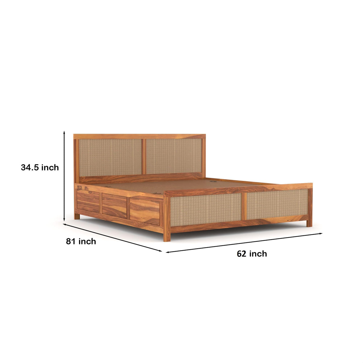 Bhagwati Art Sheesham Wood Bed with Box Storage – 4 Jali Rattan Cane – view 20