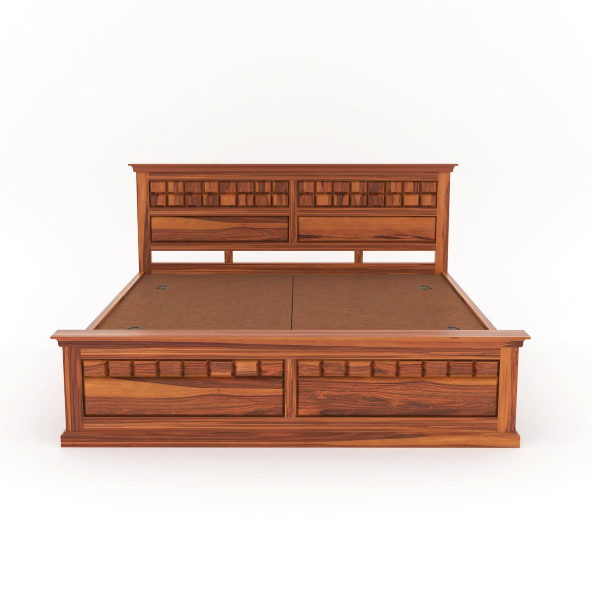 Bhagwati Art Sheesham Wood Bed with Box Storage – Chocolate 2D Design – view 7