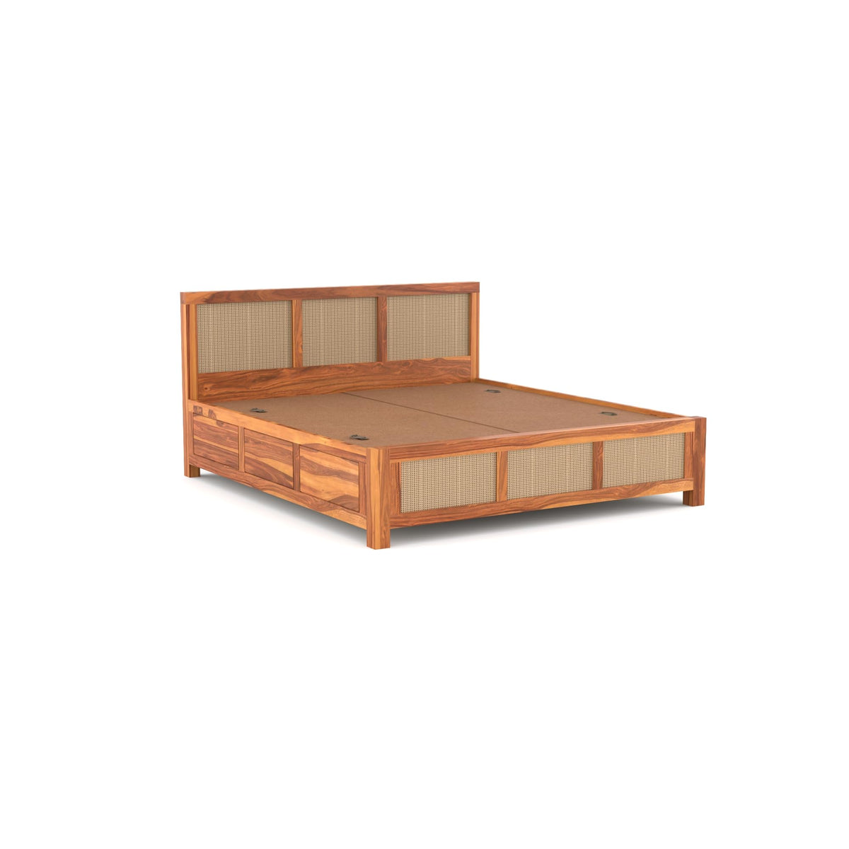 Bhagwati Art Sheesham Wood Bed with Box Storage – 6 Jali Rattan Cane – view 4