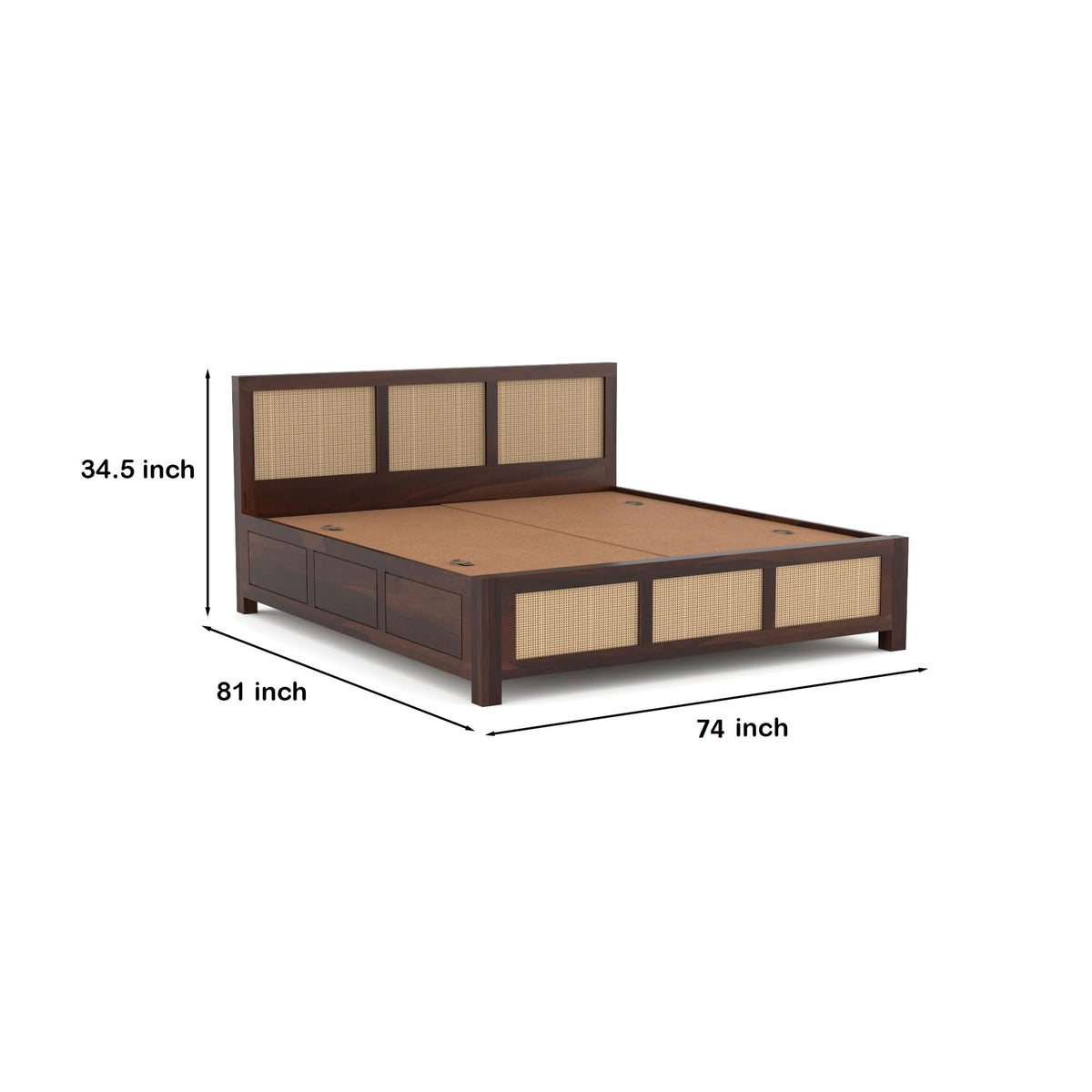 Bhagwati Art Sheesham Wood Bed with Box Storage – 6 Jali Rattan Cane – view 11