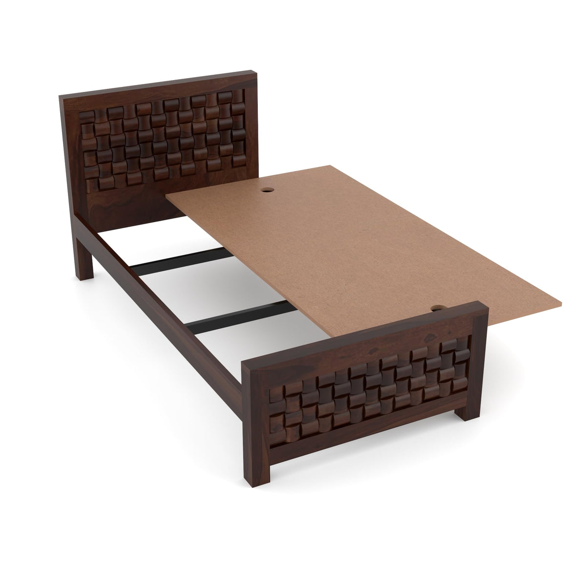 Bhagwati Art Sheesham Wood Single Bed without Storage – Niwar Design – view 11