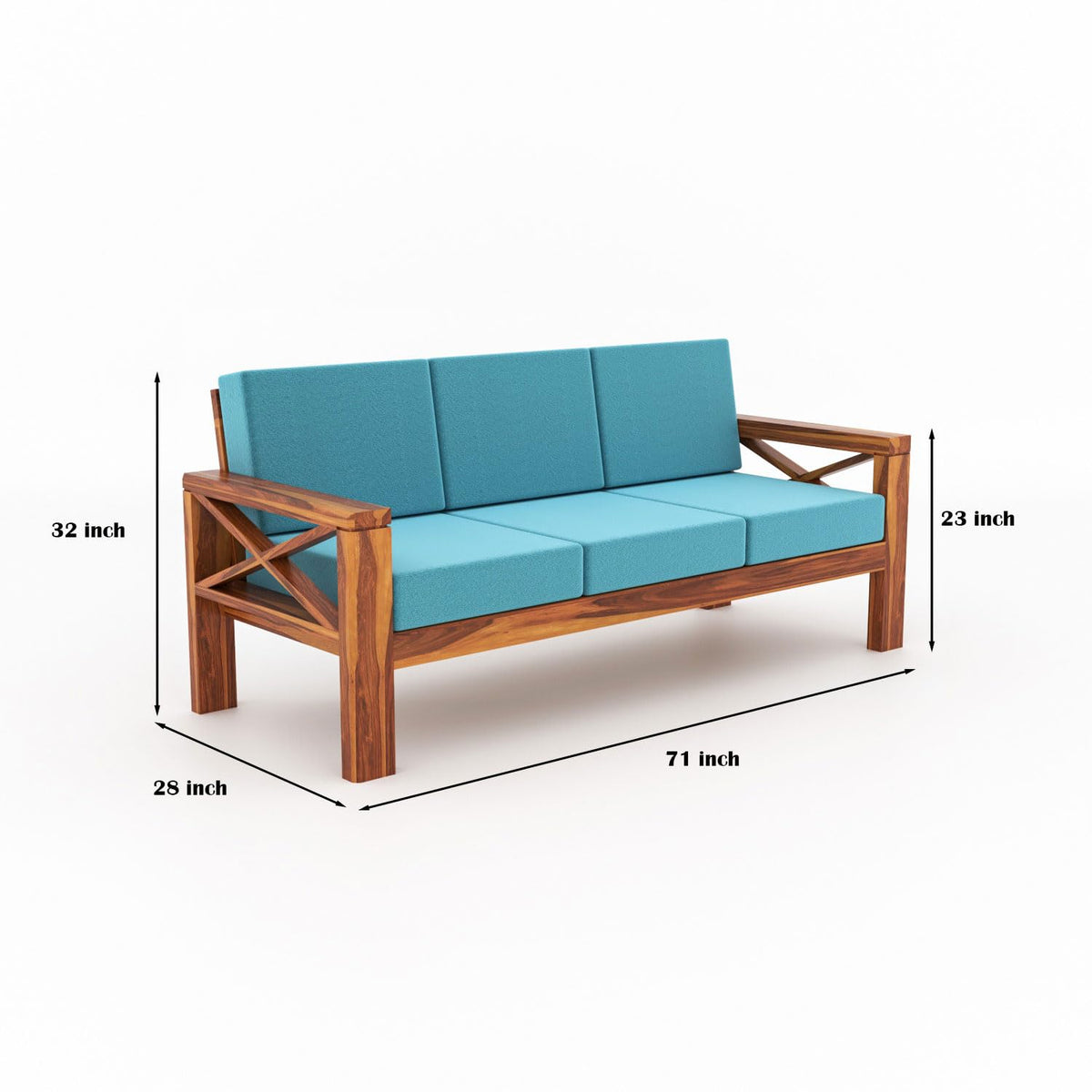 Bhagwati Art Sheesham Wood 7 Seater Sofa Set with X Design Armrests – view 3