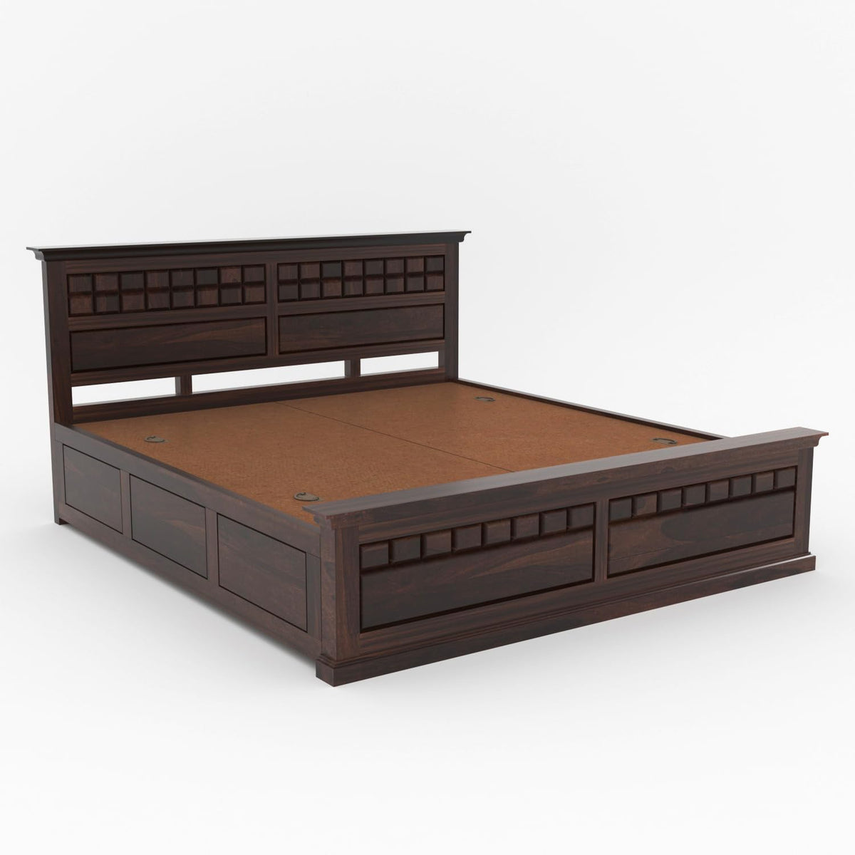 Bhagwati Art Sheesham Wood Bed with Box Storage – Chocolate 2D Design – view 11