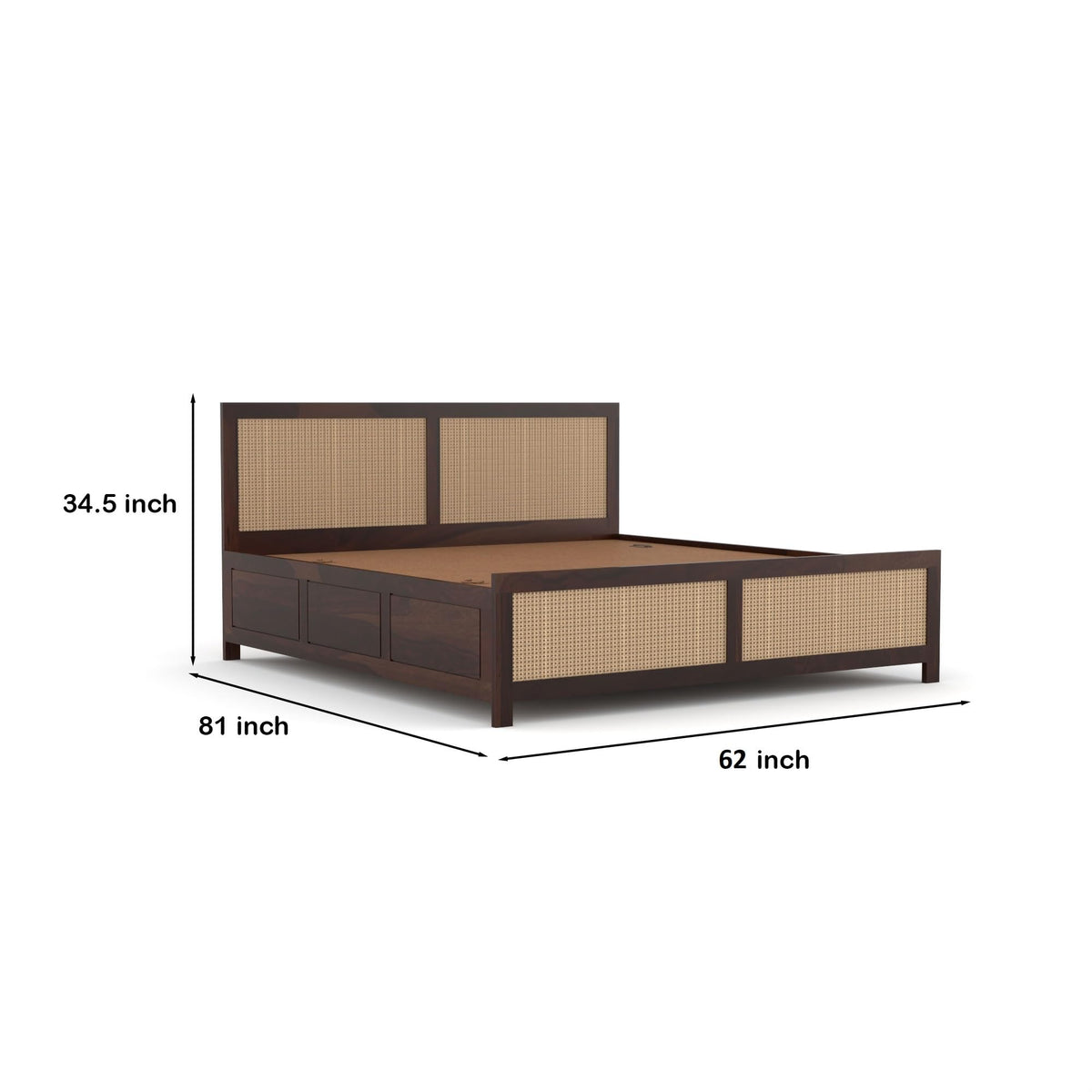 Bhagwati Art Sheesham Wood Bed with Box Storage – 4 Jali Rattan Cane – view 23