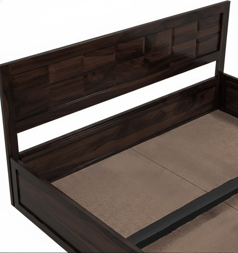 Close-up of Barfi headboard pattern in Walnut finish