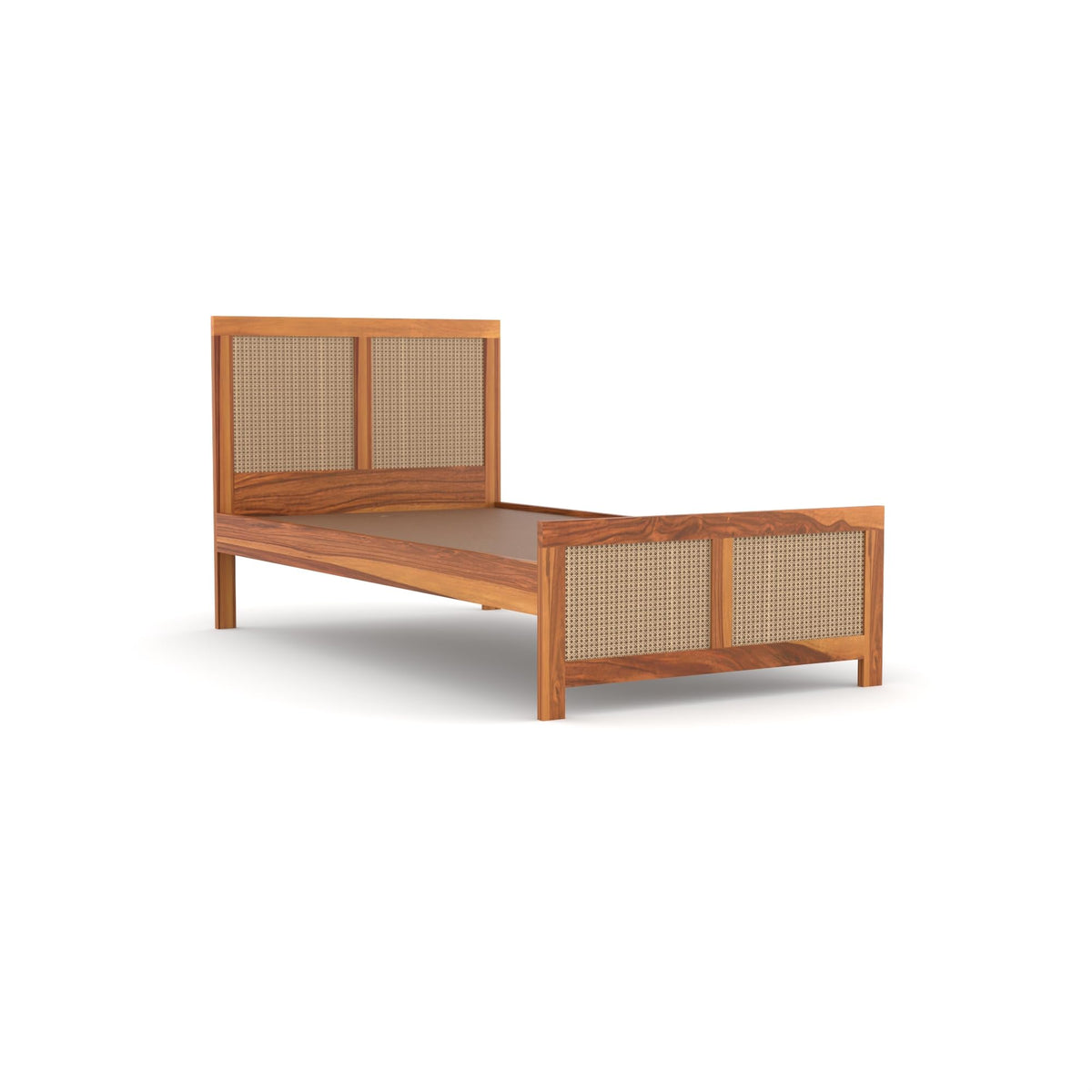 Bhagwati Art Sheesham Single Bed without Storage – 4 Jali Rattan Cane – view 4