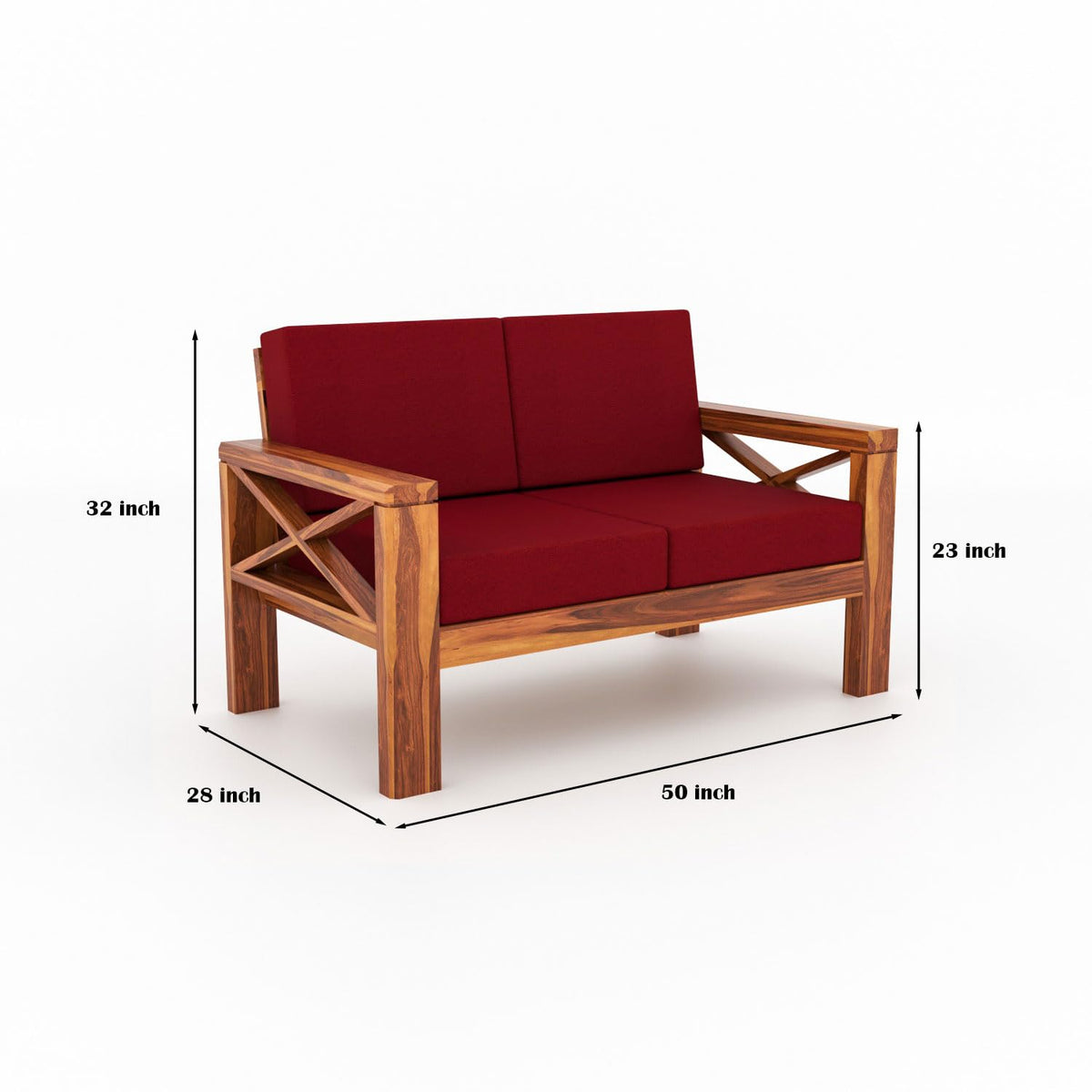 Bhagwati Art Sheesham Wood 7 Seater Sofa Set with X Design Armrests – view 37