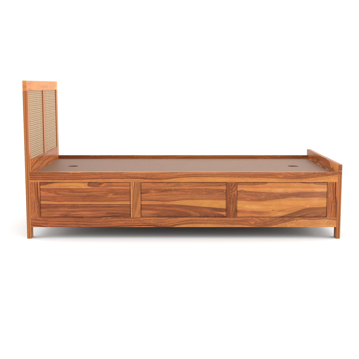 Bhagwati Art Sheesham Single Bed with Box Storage – 4 Jali Rattan Cane – view 5