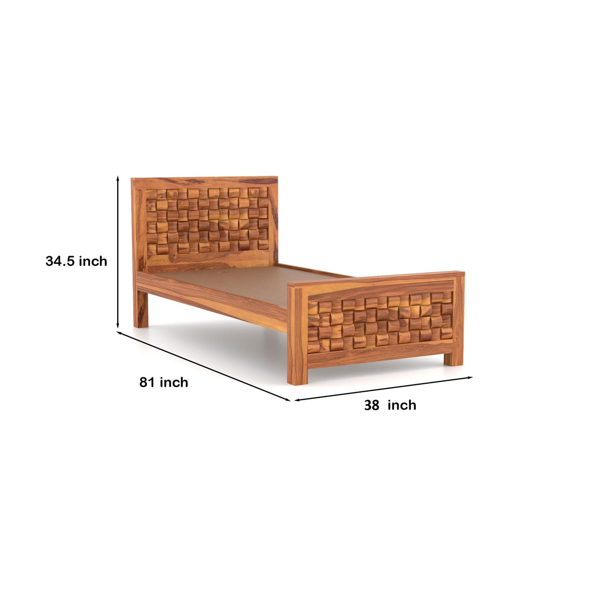 Bhagwati Art Sheesham Wood Single Bed without Storage – Niwar Design – view 2