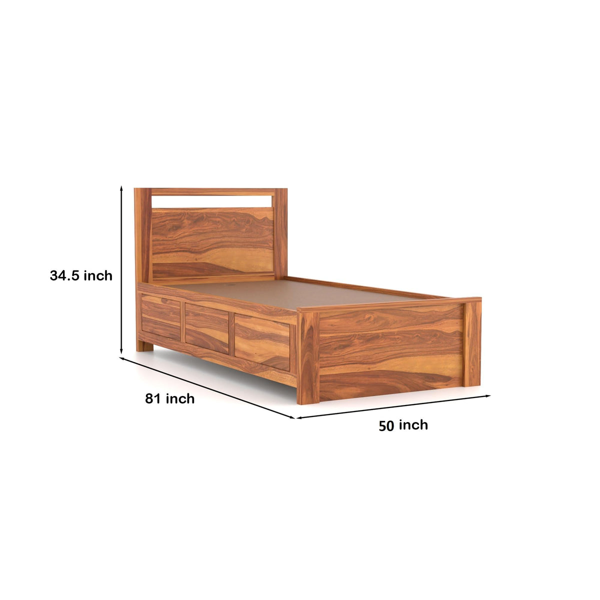 Bhagwati Art Sheesham Wood Single Bed with Hydraulic Storage – Modern – view 9