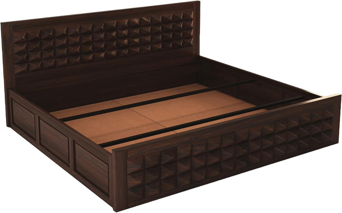 Bhagwati Art Sheesham Wood Bed with Box Storage – Diamond Design – view 15