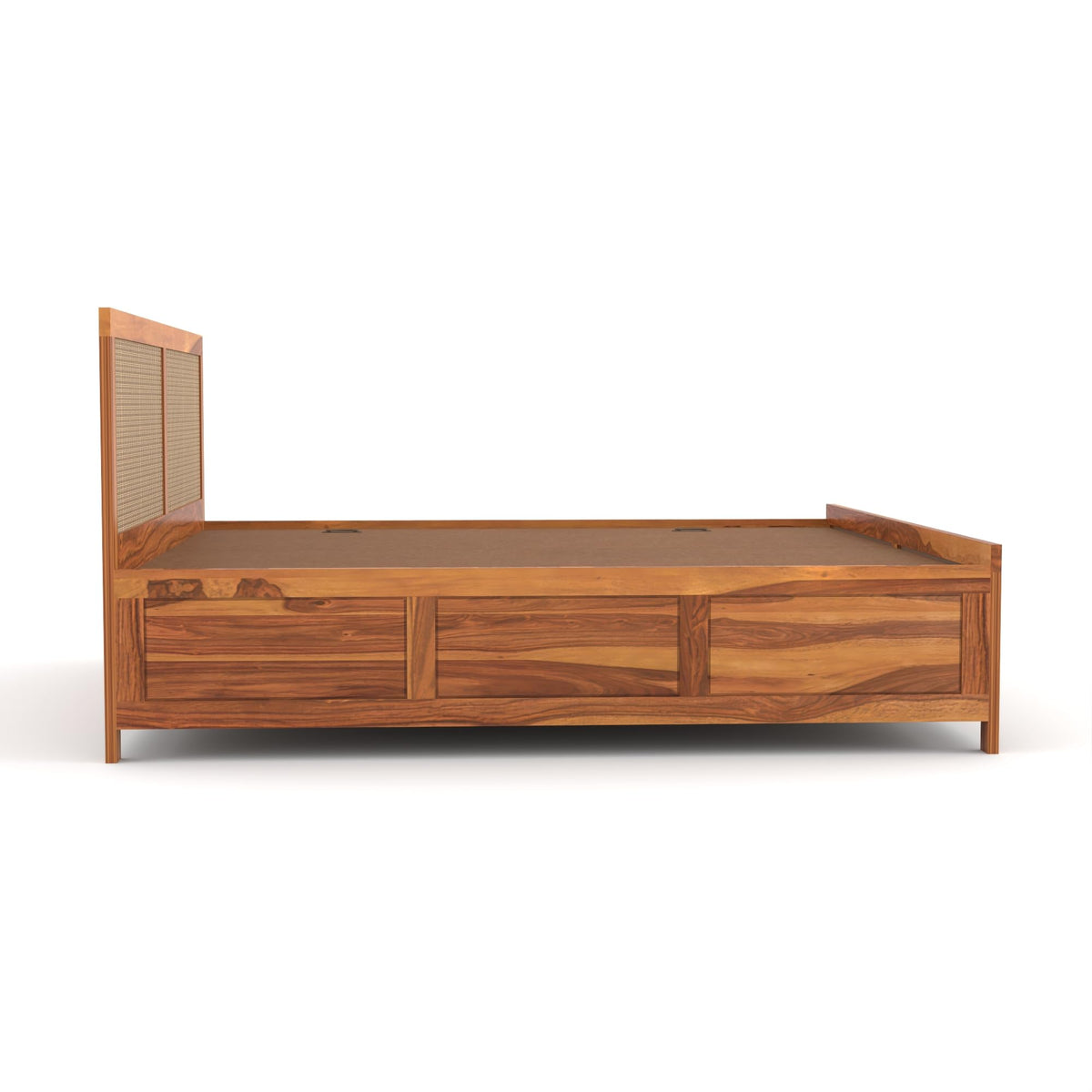 Bhagwati Art Sheesham Wood Bed with Box Storage – 4 Jali Rattan Cane – view 6