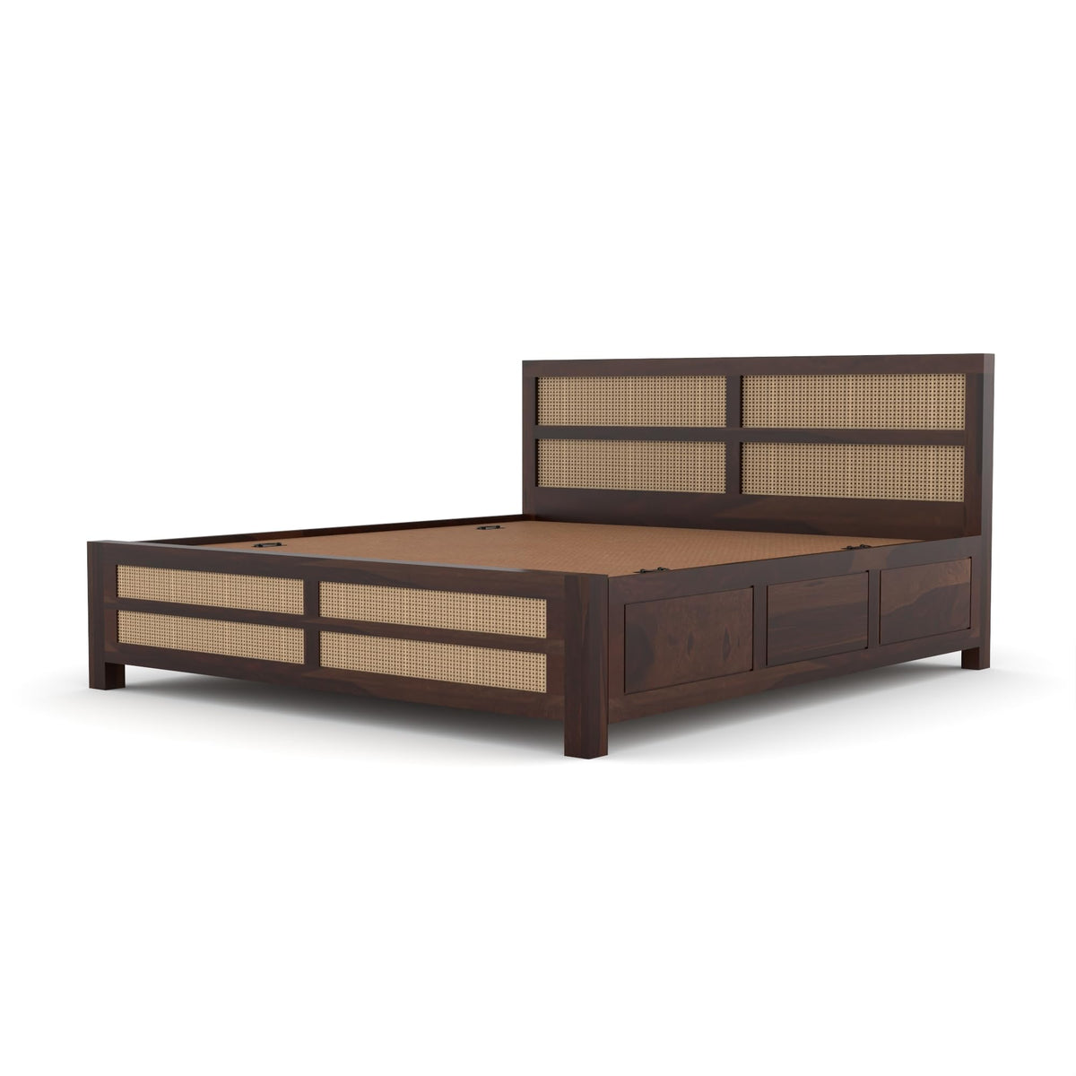 Bhagwati Art Sheesham Wood Bed with Box Storage – 8 Jali Rattan Cane – view 15