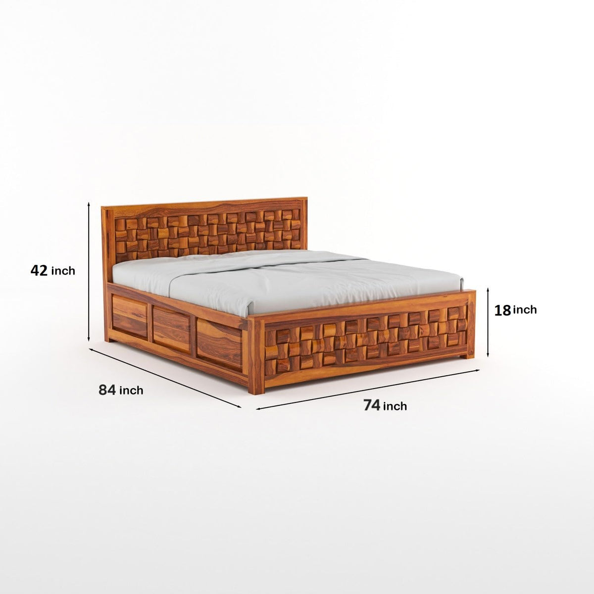 Bhagwati Art Sheesham Wood Bed with Box Storage – Niwar Design – view 2