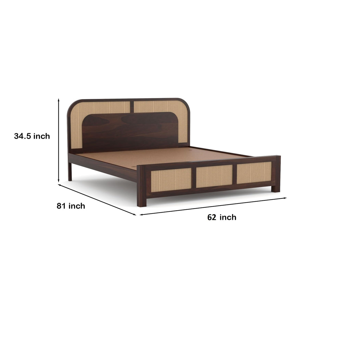 Bhagwati Art Sheesham Wood Bed without Storage – 5 Jali Rattan Cane – view 20