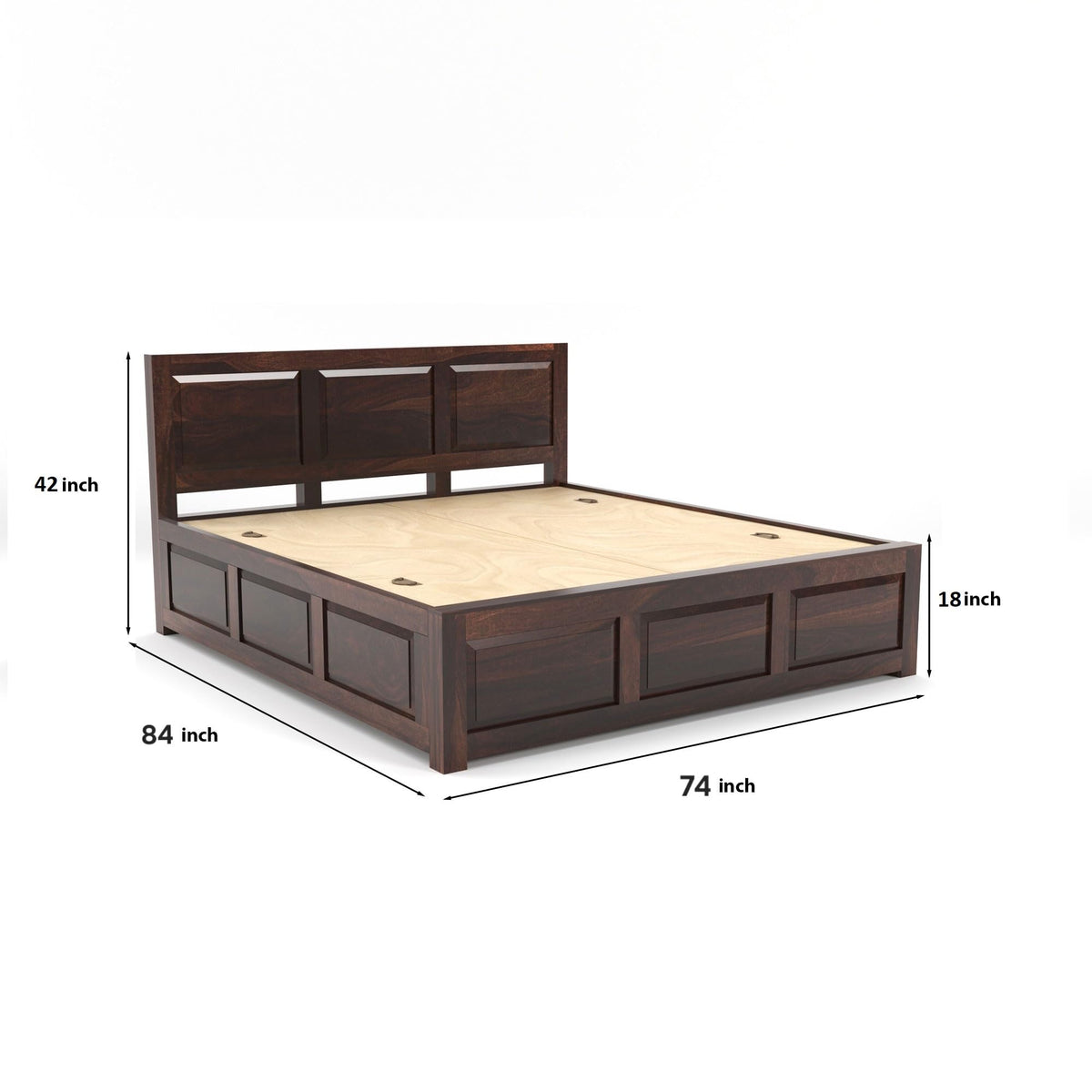 Bhagwati Art Sheesham Wood Bed with Box Storage – 3 Dalla Design – view 10