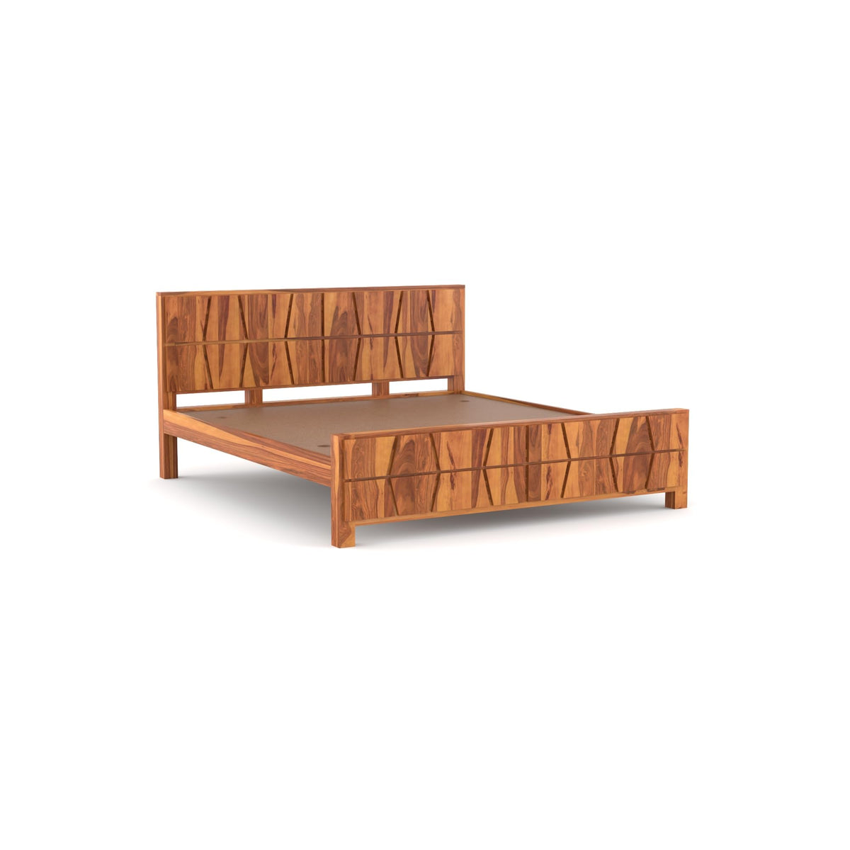 Bhagwati Art Sheesham Wood Bed without Storage – Zigzag Design – view 8