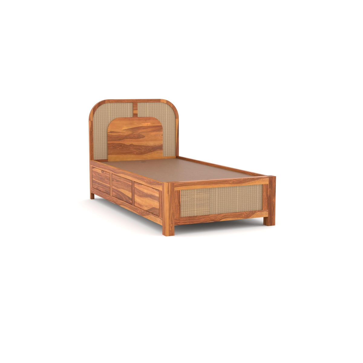 Bhagwati Art Sheesham Single Bed with Box Storage – 5 Jali Rattan Cane – view 5