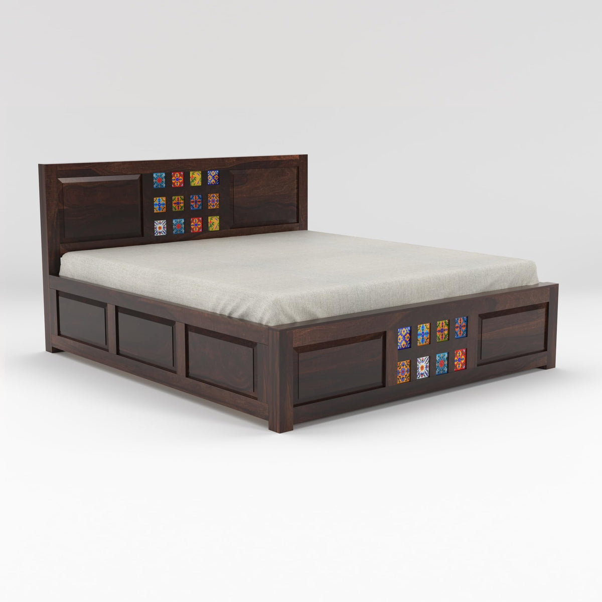 Bhagwati Art Sheesham Wood Bed with Box Storage – Tile Dalla Design – view 18