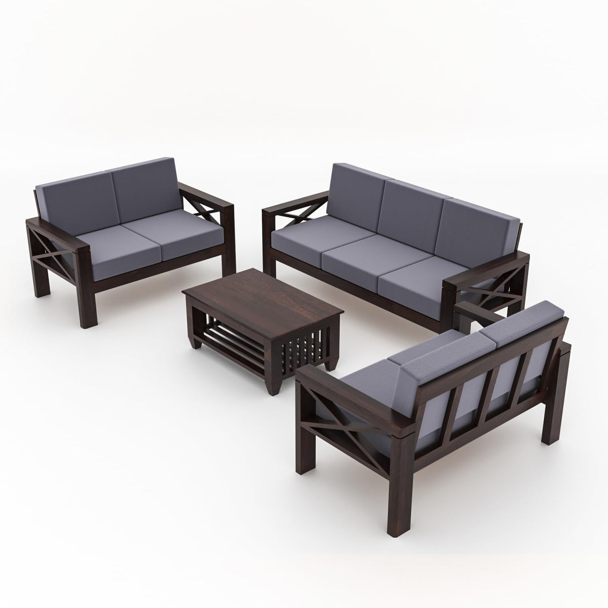 Bhagwati Art Sheesham Wood 7 Seater Sofa Set with X Design Armrests – view 30